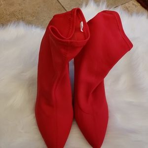 red stiletto Sock Booties size 10